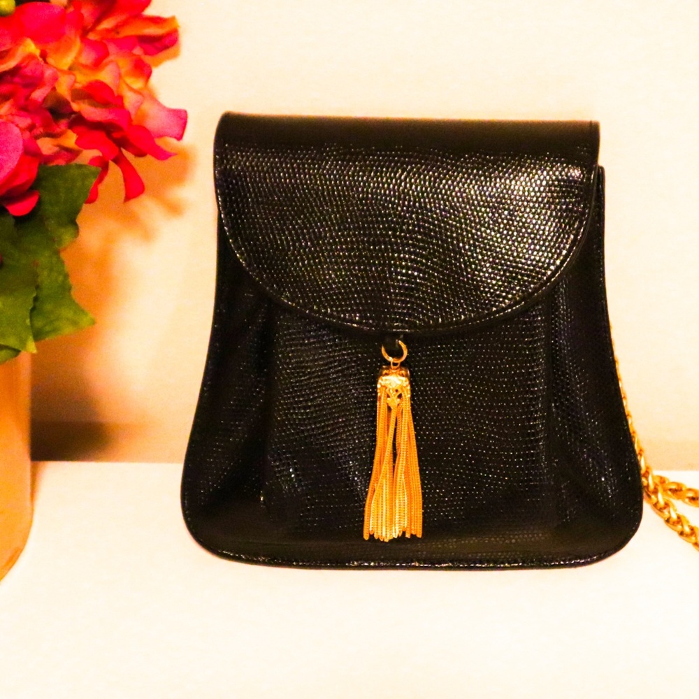 SANDRA ROBERTO | BLACK SNAKESKIN CROSSBODY BAG